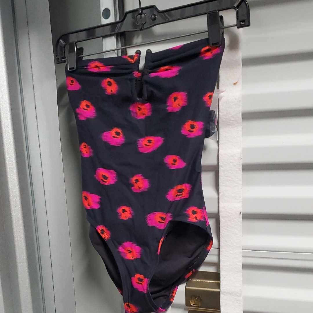 Proenza Schouler Black Swimsuit With Pink Floral Accents